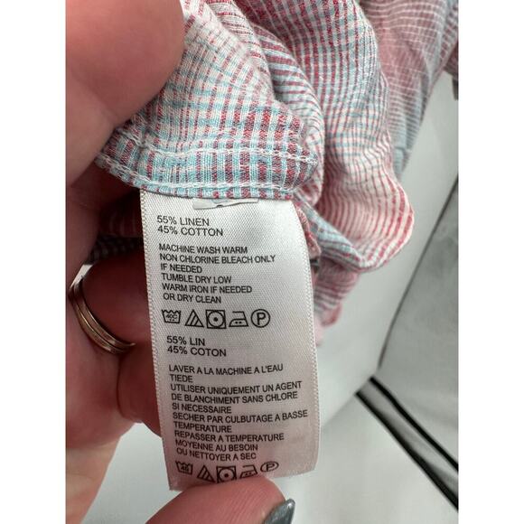 Tommy Bahama Men's Ravenna Plaid Short Sleeve Linen Blend Shirt Blue & Red Sz XL - Picture 5 of 6